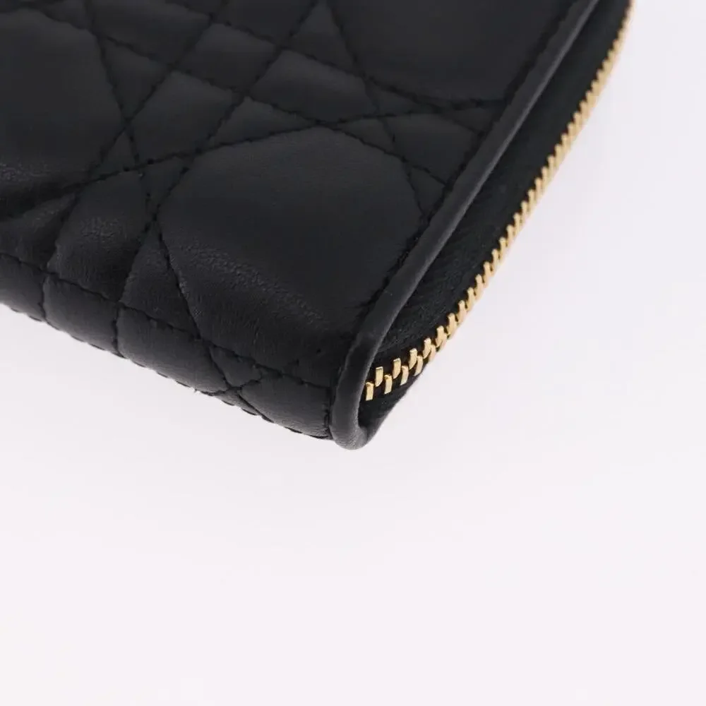 Dior Lambskin Leather Lady Dior Cannage Long Wallet Black